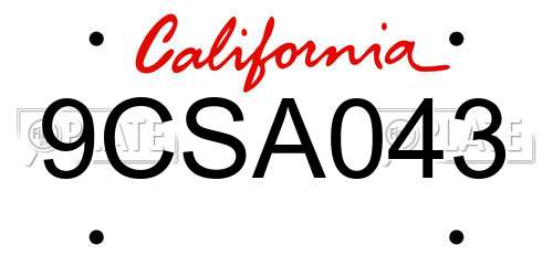 9CSA043 California License Plate
