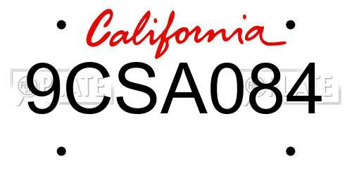 9CSA084 California License Plate
