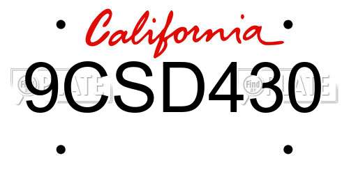 9CSD430 California License Plate