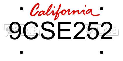 9CSE252 California License Plate