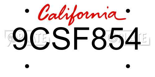 9CSF854 California License Plate