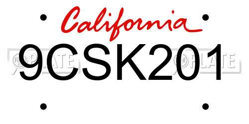 9CSK201 California License Plate