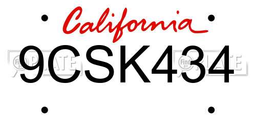 9CSK434 California License Plate