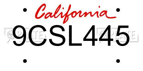 9CSL445 California License Plate