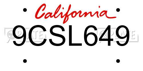9CSL649 California License Plate