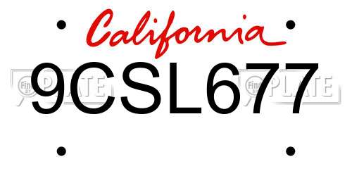 9CSL677 California License Plate