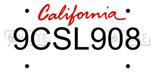 9CSL908 California License Plate