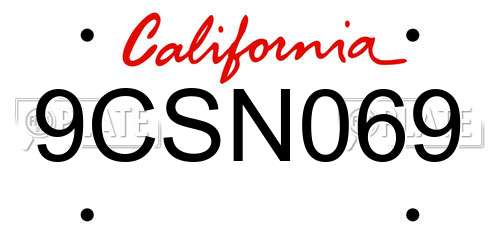 9CSN069 California License Plate