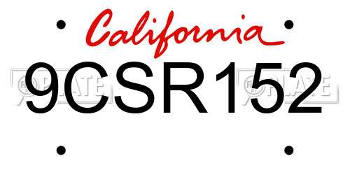 9CSR152 California License Plate