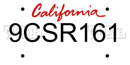9CSR161 California License Plate