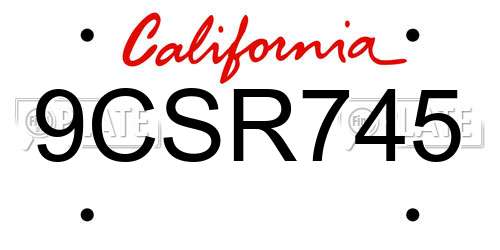 9CSR745 California License Plate