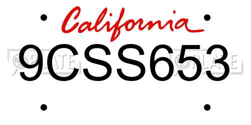 9CSS653 California License Plate