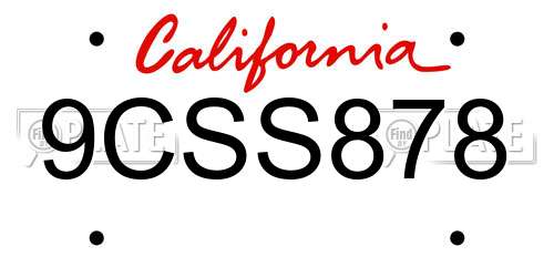 9CSS878 California License Plate