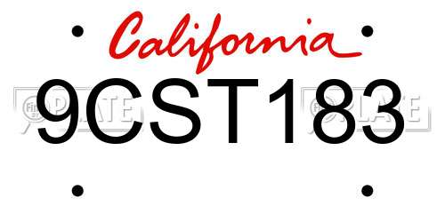 9CST183 California License Plate