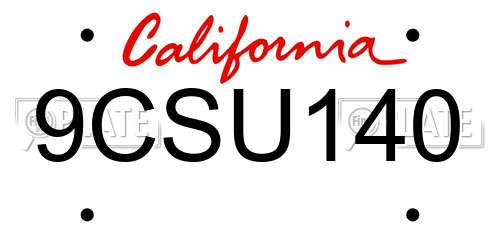 9CSU140 California License Plate