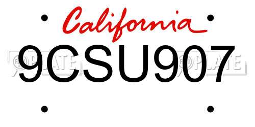 9CSU907 California License Plate