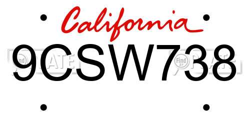 9CSW738 California License Plate