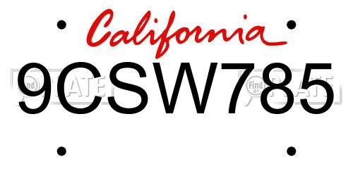 9CSW785 California License Plate