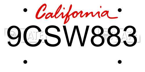9CSW883 California License Plate