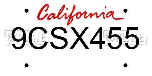 9CSX455 California License Plate
