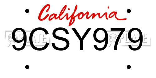 9CSY979 California License Plate