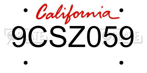 9CSZ059 California License Plate