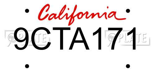 9CTA171 California License Plate