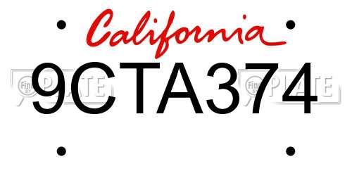 9CTA374 California License Plate