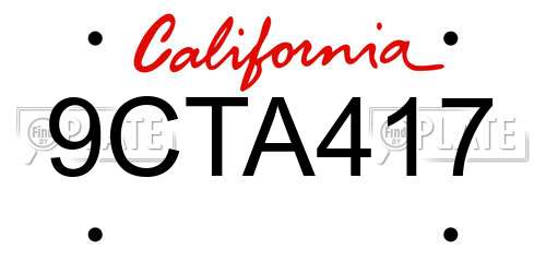 9CTA417 California License Plate