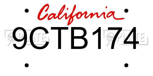 9CTB174 California License Plate