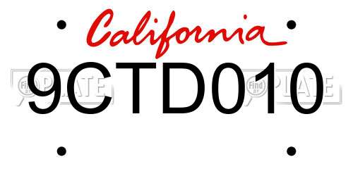 9CTD010 California License Plate