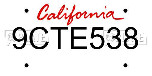 9CTE538 California License Plate