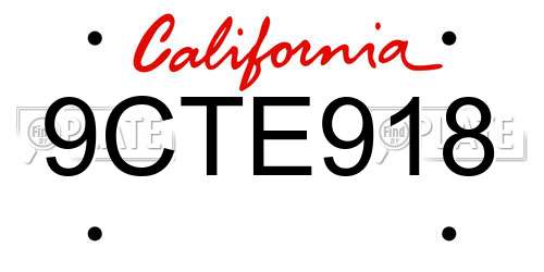 9CTE918 California License Plate
