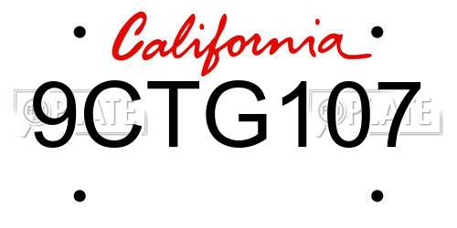 9CTG107 California License Plate