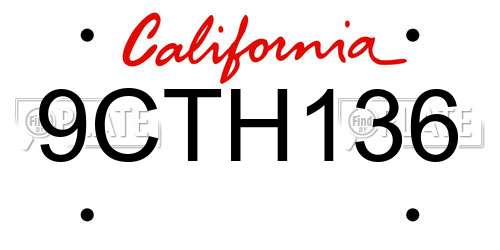 9CTH136 California License Plate