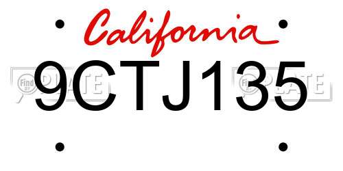 9CTJ135 California License Plate