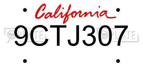 9CTJ307 California License Plate