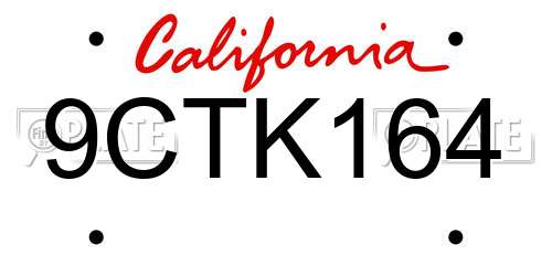 9CTK164 California License Plate