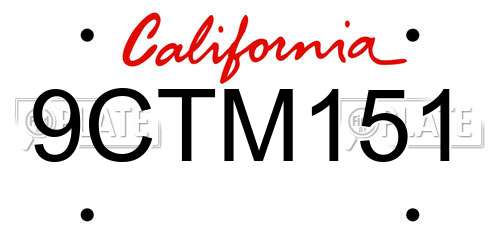 9CTM151 California License Plate