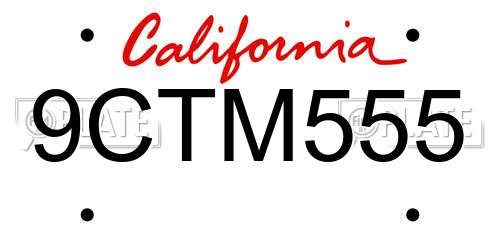 9CTM555 California License Plate