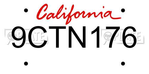 9CTN176 California License Plate