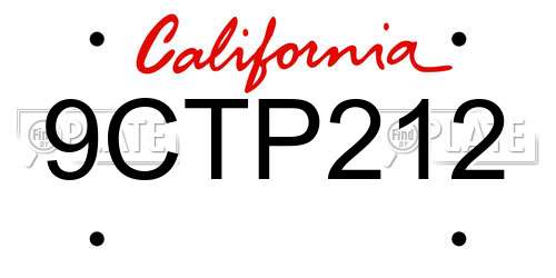 9CTP212 California License Plate