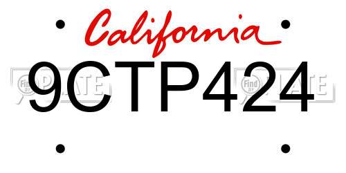 9CTP424 California License Plate