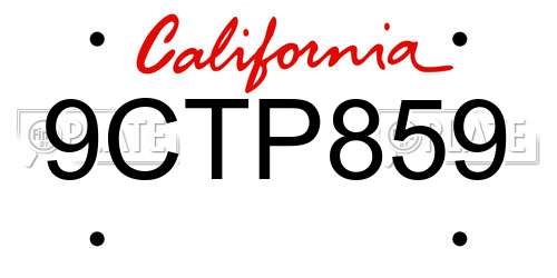 9CTP859 California License Plate