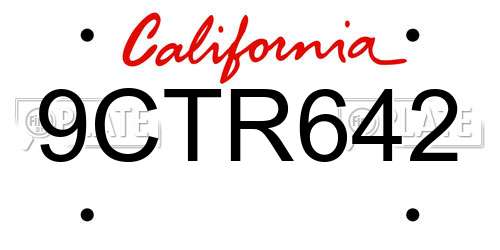 9CTR642 California License Plate