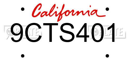 9CTS401 California License Plate