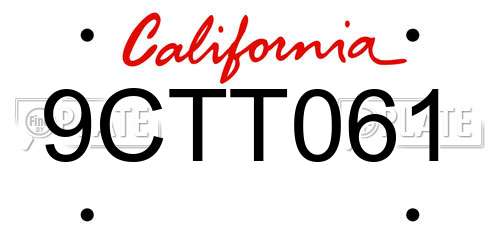 9CTT061 California License Plate