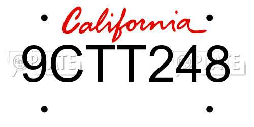 9CTT248 California License Plate