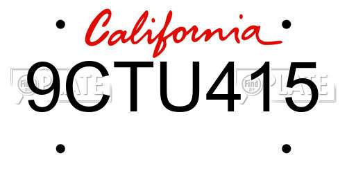 9CTU415 California License Plate