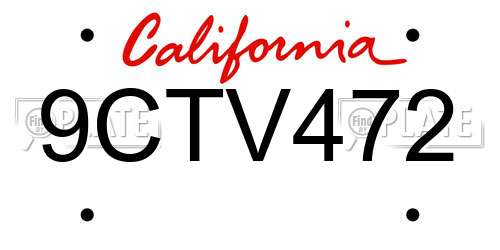 9CTV472 California License Plate